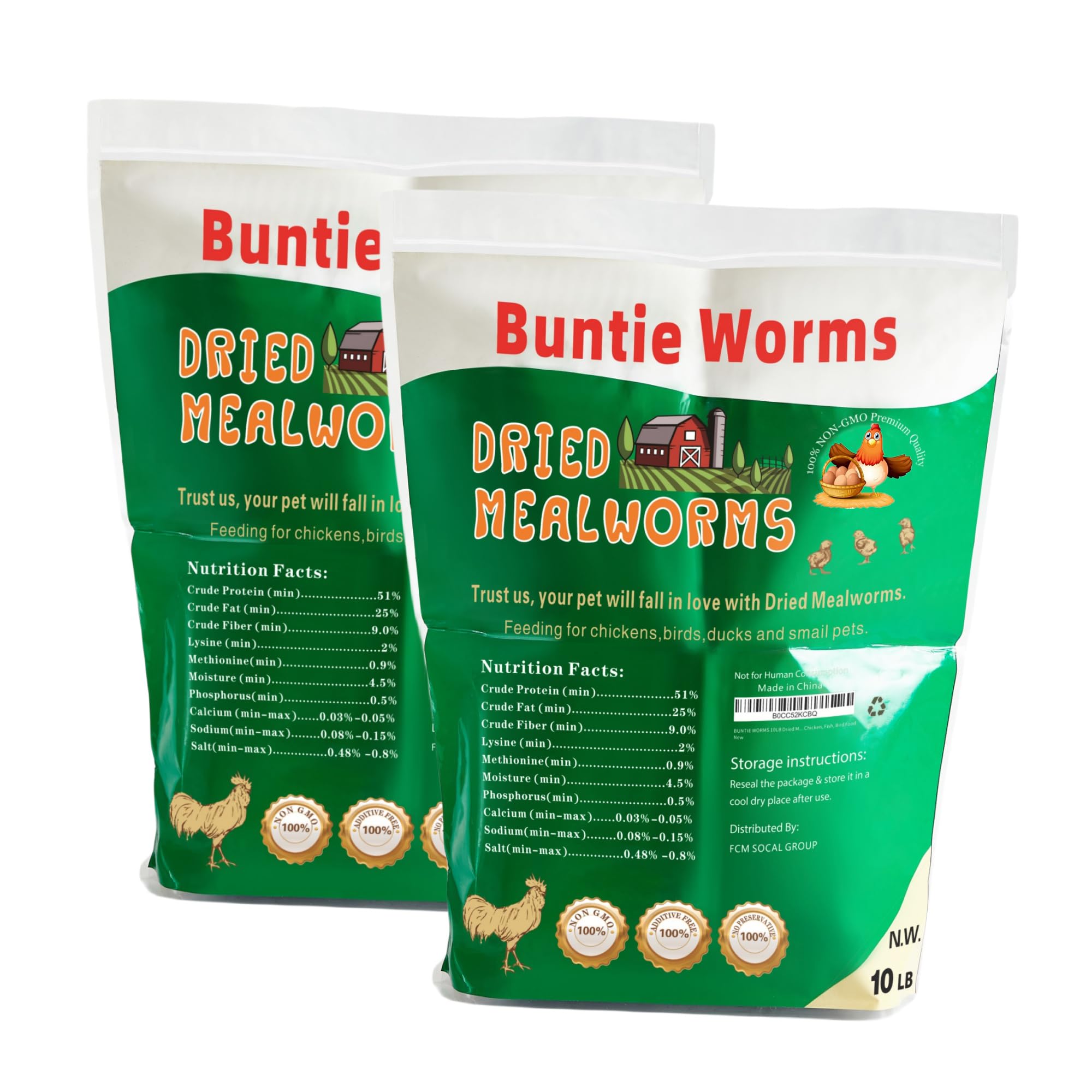 BUNTIE WORMS 20LB Dried Mealworms, 100% Natural, Non-GMO Meal Worms, Dried for Chickens, Wild Birds, Reptile, Hamster, Hedgehog, Pigeon