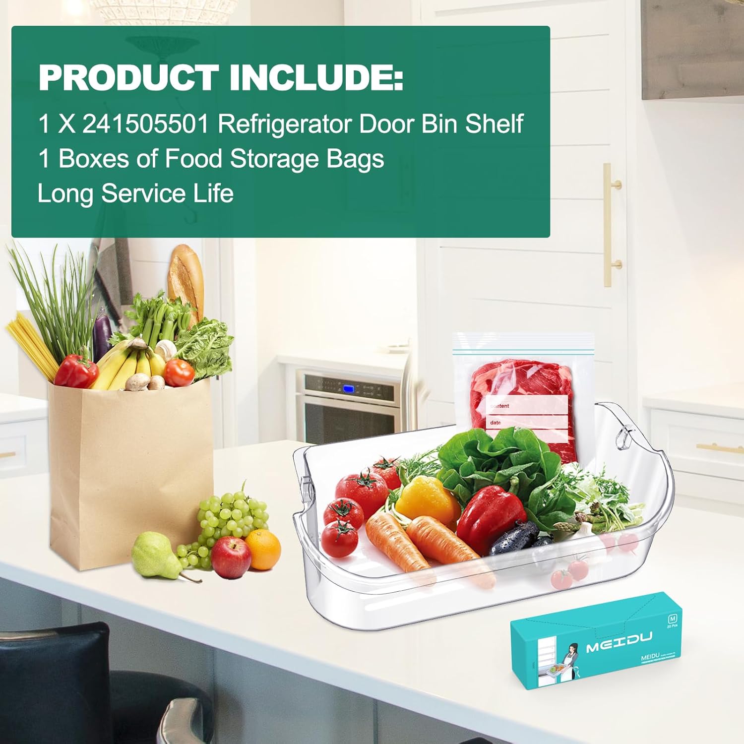 UPGRADED 241505501 Refrigerator Door Shelf Bin, Compatible with Frigidaire, Kenmore, Electrolux Refrigerator Door Shelf Replacement Parts FFSC2323TSA FFSC2323TS0 241505500 FGSC2335TFB FGSC2335TF0