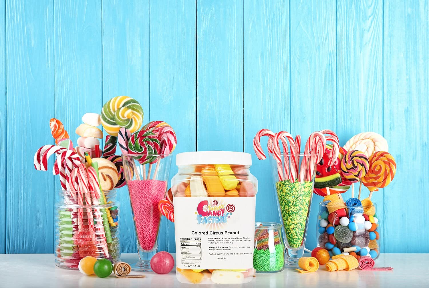 Sarah's Candy Factory Assorted Circus Peanuts Marshmallow | Spangler Retro Candy in Jar, 1.5 Lbs