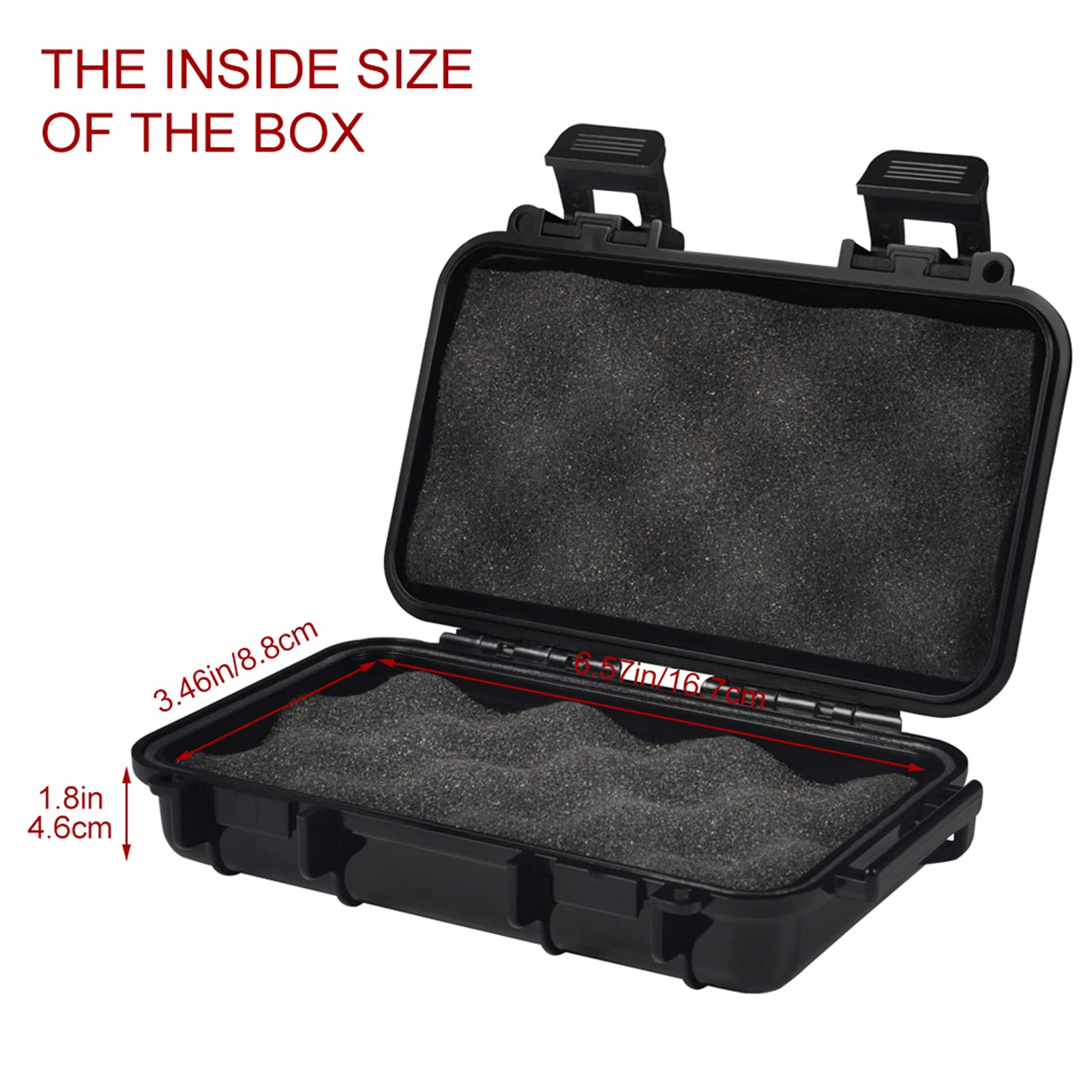 Yuecoom Dry Storage Box, Shockproof Waterproof Box with 2 U?Shape Buckle, Plastic Storage Container for Cameras, Phones, Camping, Fishing, Hiking(Large-Black)