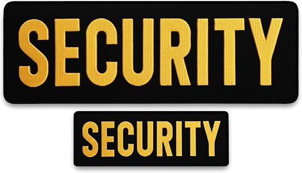 Yellow Security Patch Set 2 Pcs Embroidered Badge Patch for Tactical Security Vest Guard Gear Accessories Hook and Loop Patches for Jacket Uniform Backpack