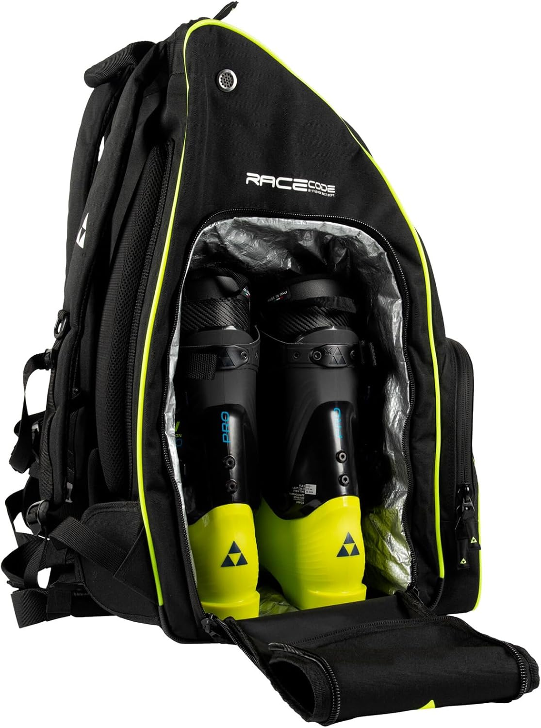 Fischer Unisex Backpack Race 55L - Durable Lightweight Adjustable Waterproof Sports Outdoors Touring Backpack with Bottle Case & Stowable Rain Cover