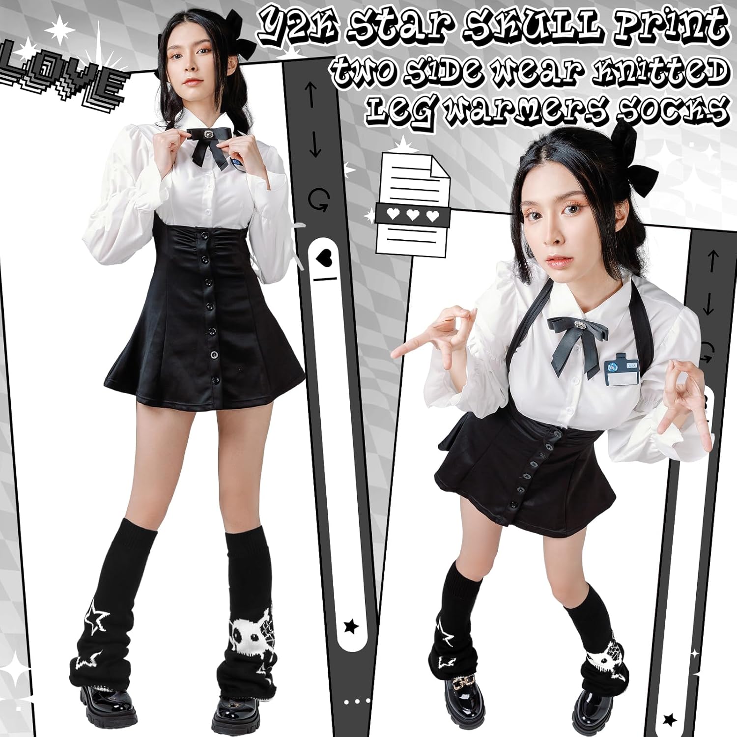 Geyoga Y2k Accessories Harajuku Winter Leg Warmers Girls Gyaru Japan Kawaii Leg Warmers Goth Lolita Knit Boot Socks - Image 4