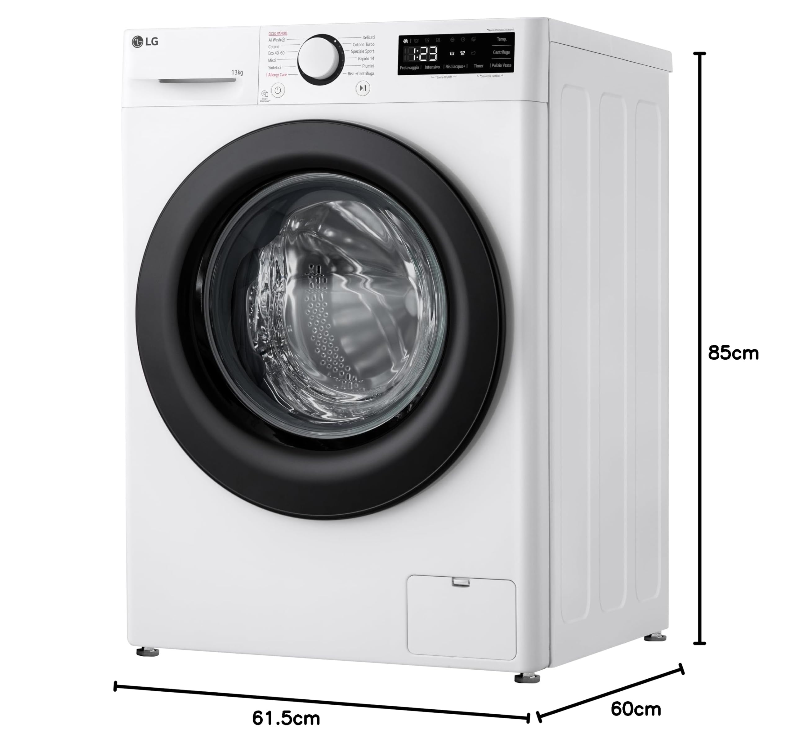 LG AI DD F4R3013NSWB Lavadora clase A -10%, Carga frontal Serie R3, Lavadora 13kg, 1400 revoluciones, AIWash, Lavado a vapor, Motor Direct Drive, Smart Diagnosis, Encimera, Blanco