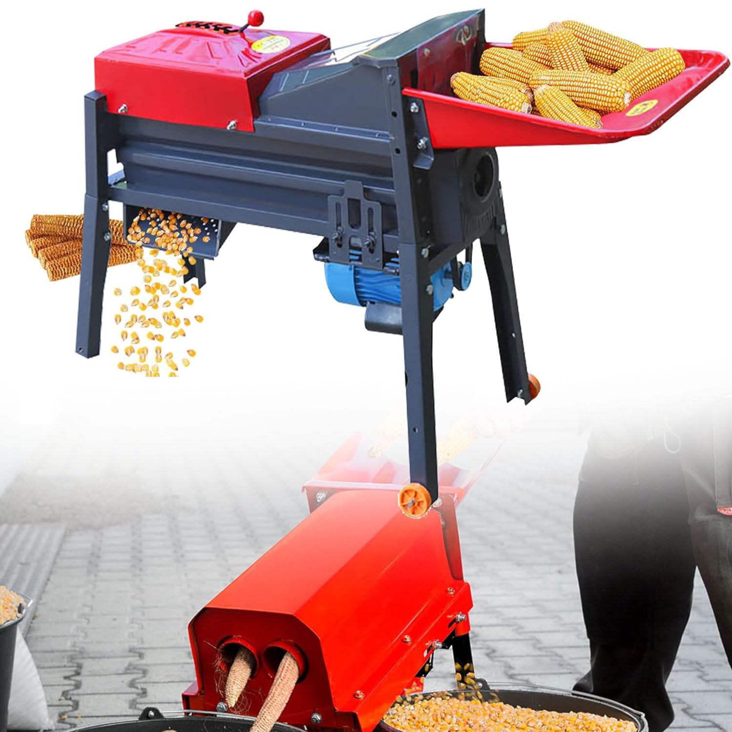 XCSCUK Electric Corn Thresher, 3600 RPM Heavy Duty Automatic Corn Sheller,99% Threshing Rate,for Small Farm Agricultural