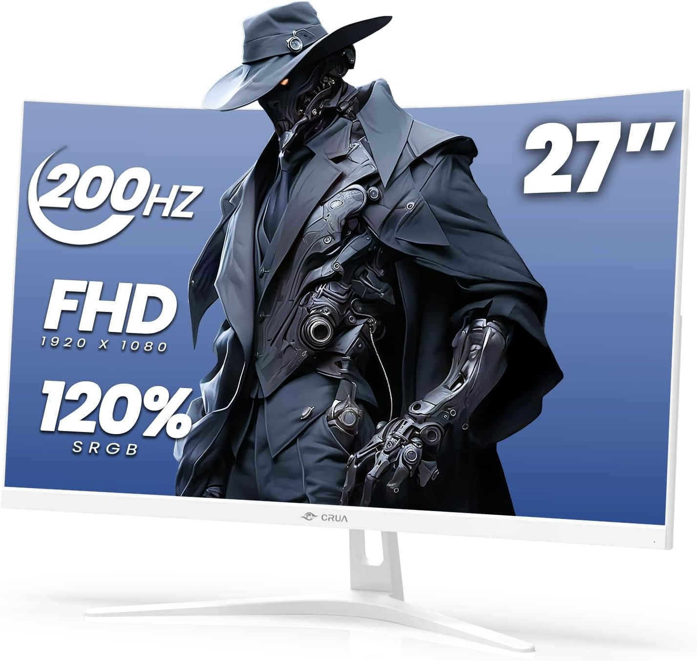 CRUA 24" Curved Gaming Monitor, 165Hz/200Hz Computer Monitor