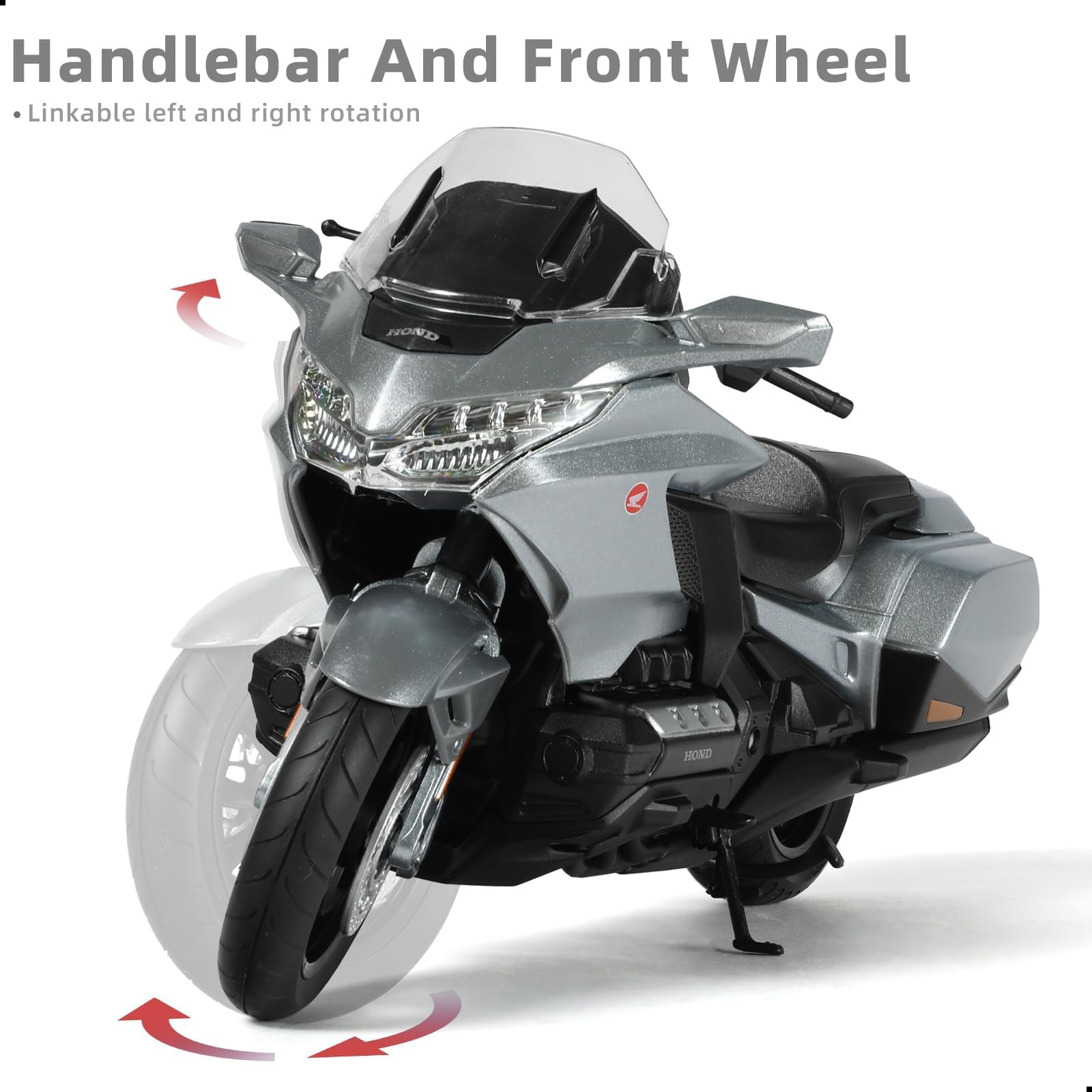 Risopen 1:12 Motorcycle Model Compatible for Honda Goldwing Alloy Diecast Motorcycle Model Toy Mini Moto Gift (Grey) - Image 3