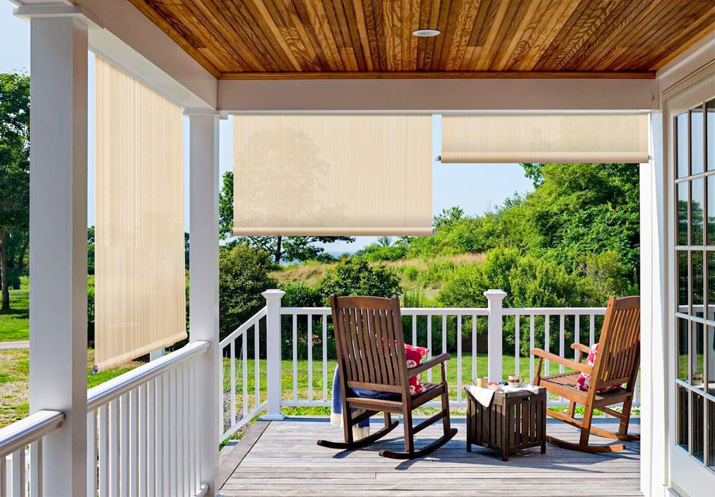 Patio Paradise Shades Roll Up Outdoor 8'Wx10'H Roller Shade Exterior Patio Blinds for Outside Porch Deck Balcony Pergola Carport, Beige