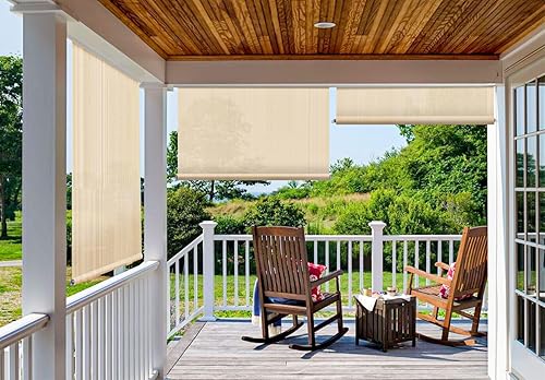 Miniatura 5 de Patio Paradise - Persianas enrollables para exteriores, para porche, pérgola, 8 pies de ancho x 6 pies de alto, color beige