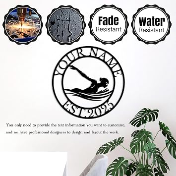 Custom Backyard Pool Sign, Personalized Pool & Patio Sign, Aloha Palm Tree Décor, Dad Gift, Beach House Decoration, Metal Beach,Doorplate Decoration