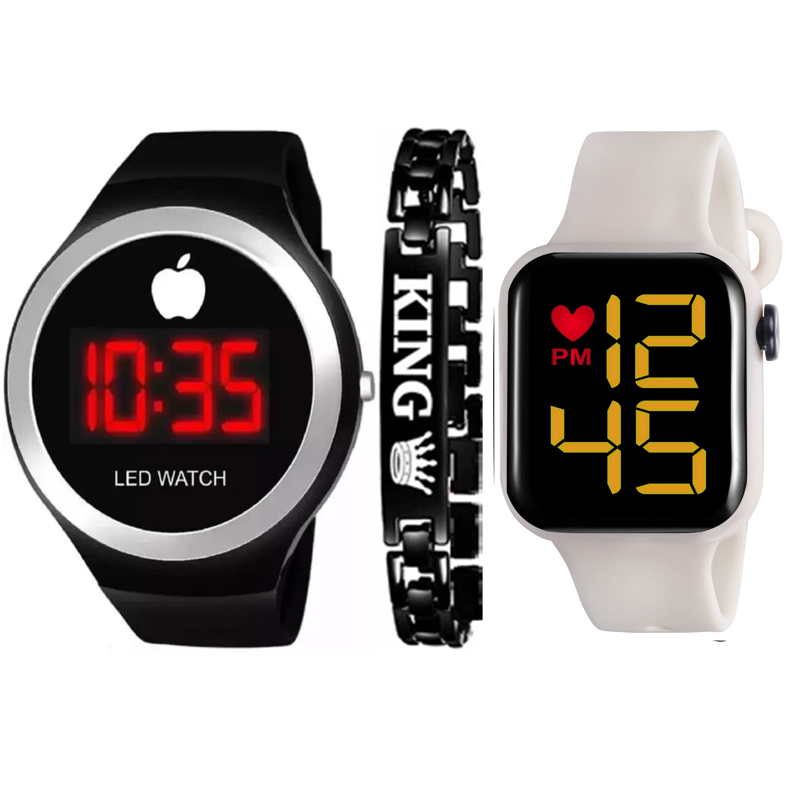 Kytsch Multifunctional Big Square & Round Dial Date & Time Digital LED Wrist Watch Combo for Kids Boys & Men