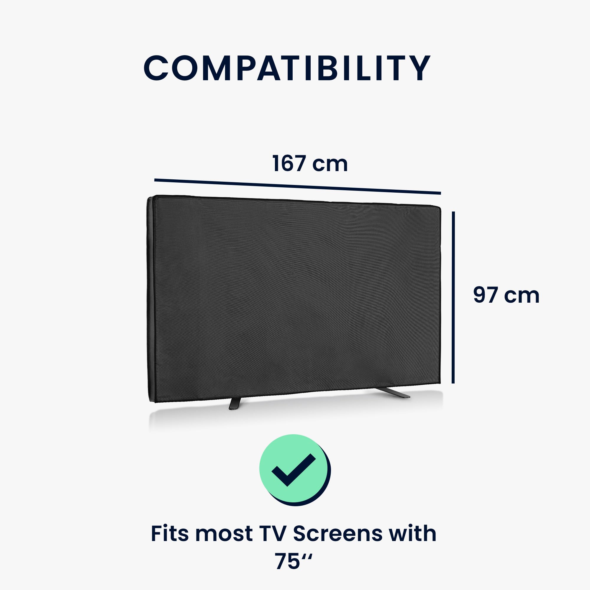 kwmobile Housse écran TV compatible 75" TV - Housse protection TV extérieure contre intempéries poussière éclaboussures noir