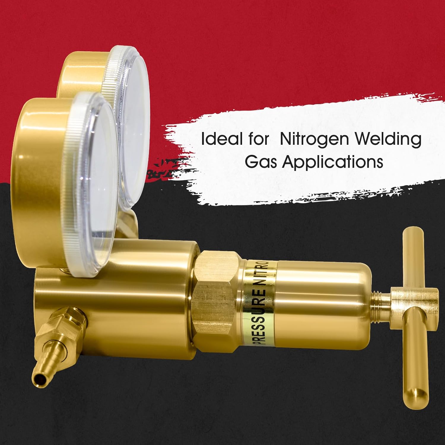 High Pressure Nitrogen Regulator, High Pressure Piston Regulator for Inert Gases, Single Stage Outlet Pressure 0-4500 PSI, 2.5 Inch Nitrogen Gauges CGA-580, High Capacity Regulator