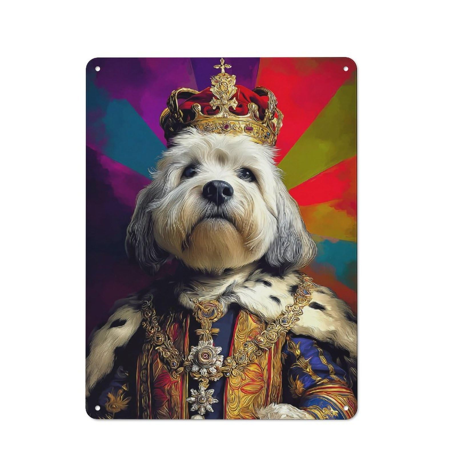 Junmoney Royal Canine Majesty Portrait -5 Retro-Style Tin Sign 40X30cm For Living Room Or Hallway, For Home Wall Decor Collectors Refreshing A Room In Autumn