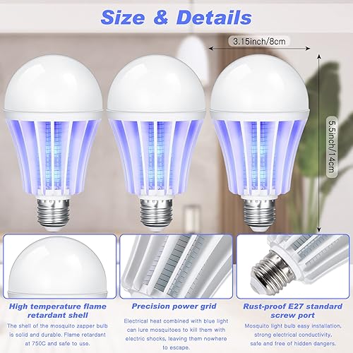 Miniatura 4 de Qualirey Bulbo matamosquitos electrónico a granel 2 en 1, lámpara LED para matar mosquitos, moscas de la fruta, insectos, moscas, insectos,