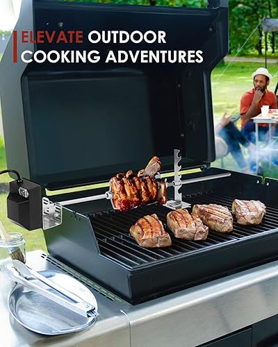 Miniatura 2 de Kit de parrilla para asador, barbacoa giratoria automática, asador universal certificado UL con motor de 120 V 4 W, varilla de asador de 28