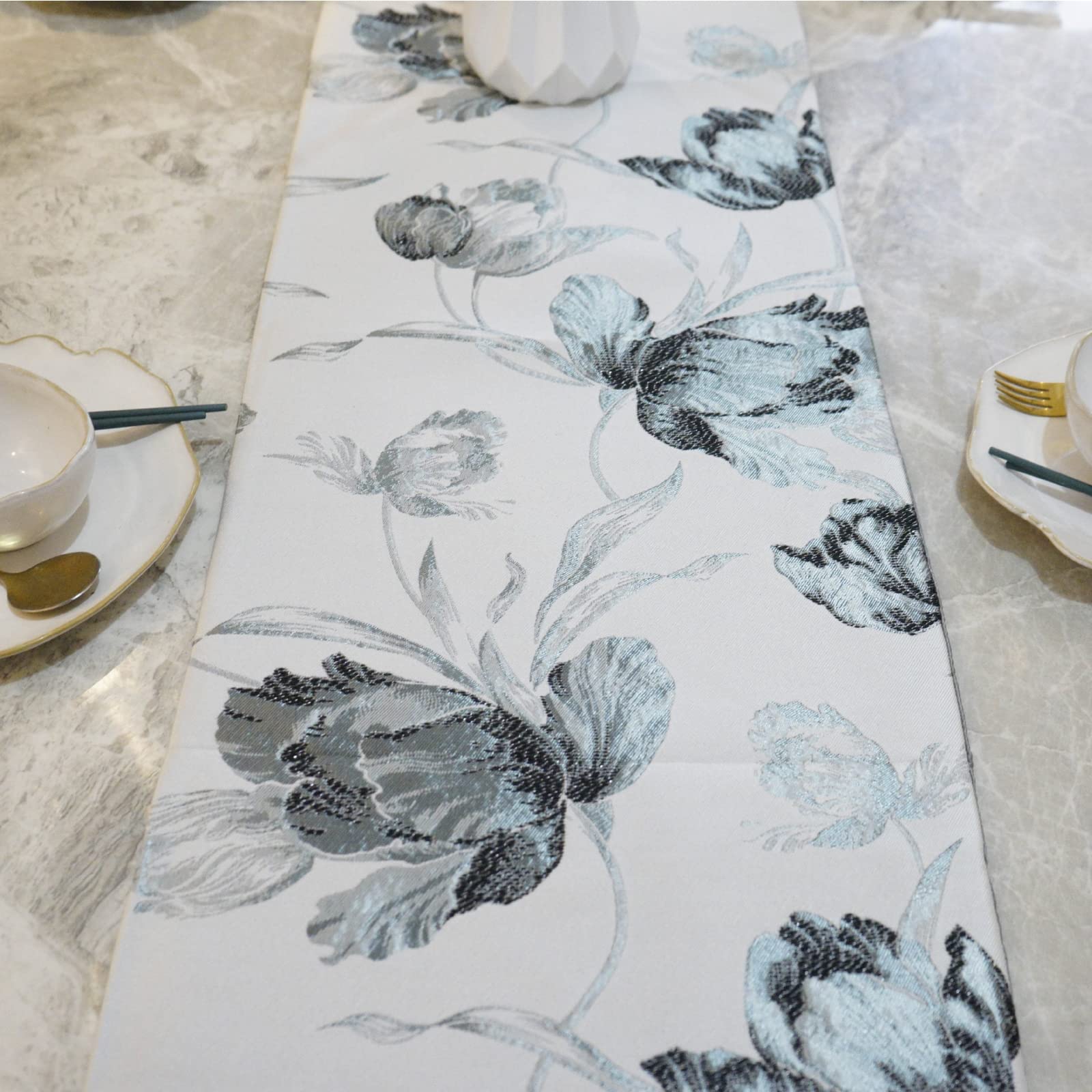 Runner da tavola bianco lungo 203 cm, runner da tavola con nappe per matrimoni, vacanze, cucina, feste, sala da pranzo, 33 x 200 cm, perfetta decorazione per la casa