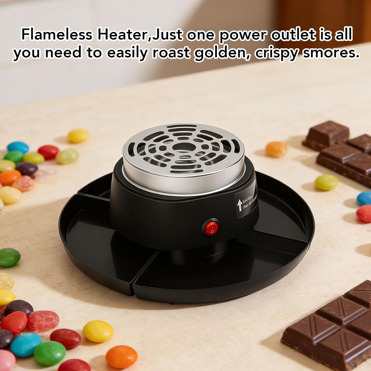 Dpofirs 2 in 1 Electric Fondue Set & Smores Maker Tabletop Indoor Kit, with 4 Forks & 4 Trays, Smores Station Chocolate Melting Pot - Date & Movie Night Supplies (Black)