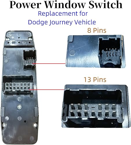 Miniatura 3 de Interruptor de ventana eléctrica principal del lado del conductor compatible con Dodge Journey 2011 2012 2013 2014 2015 2016 sustituye a 68084001AD