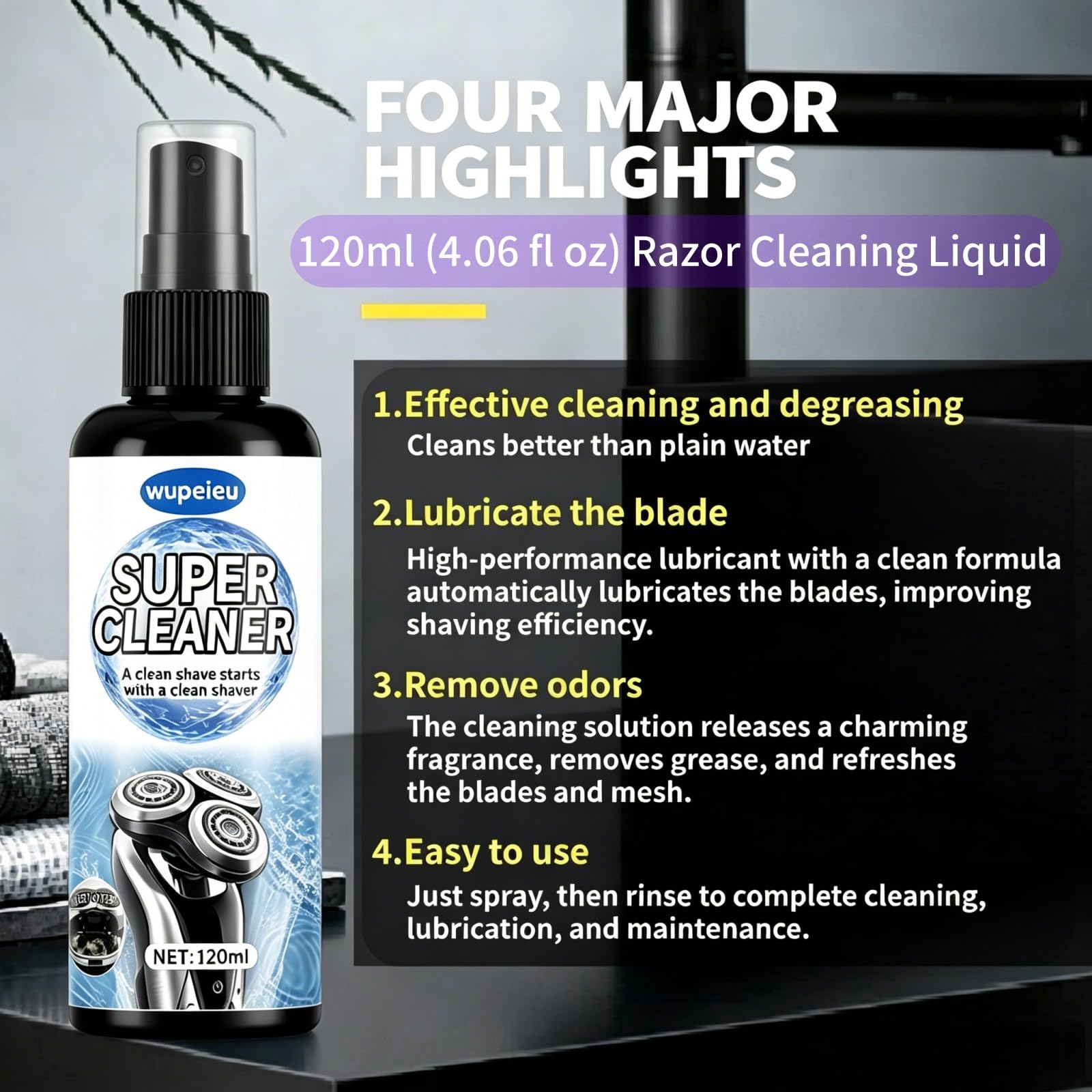 Líquido Limpiador De Maquinillas De Afeitar De 120 Ml, Compatible Con Braun Todas Las Afeitadoras Eléctricas, Limpia Su Afeitadora For Una Higiene Óptima(4 pcs)