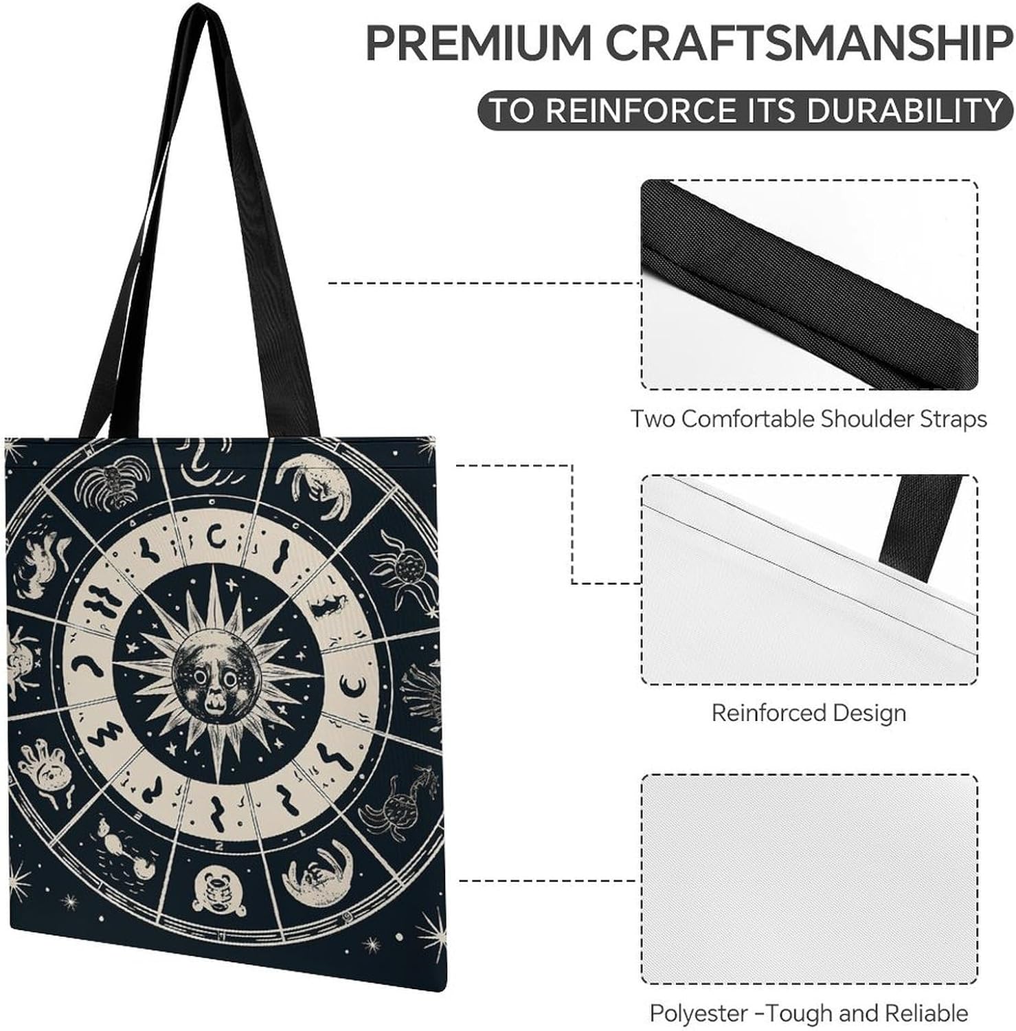 Astrological Sign Tote Bag Large Treat Bags for Women Men image 5