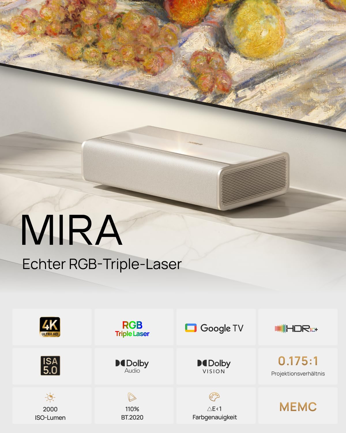XGIMI MIRA 4K Ultrakurzdistanz Beamer & Laser TV, 2000 ISO-Lumen