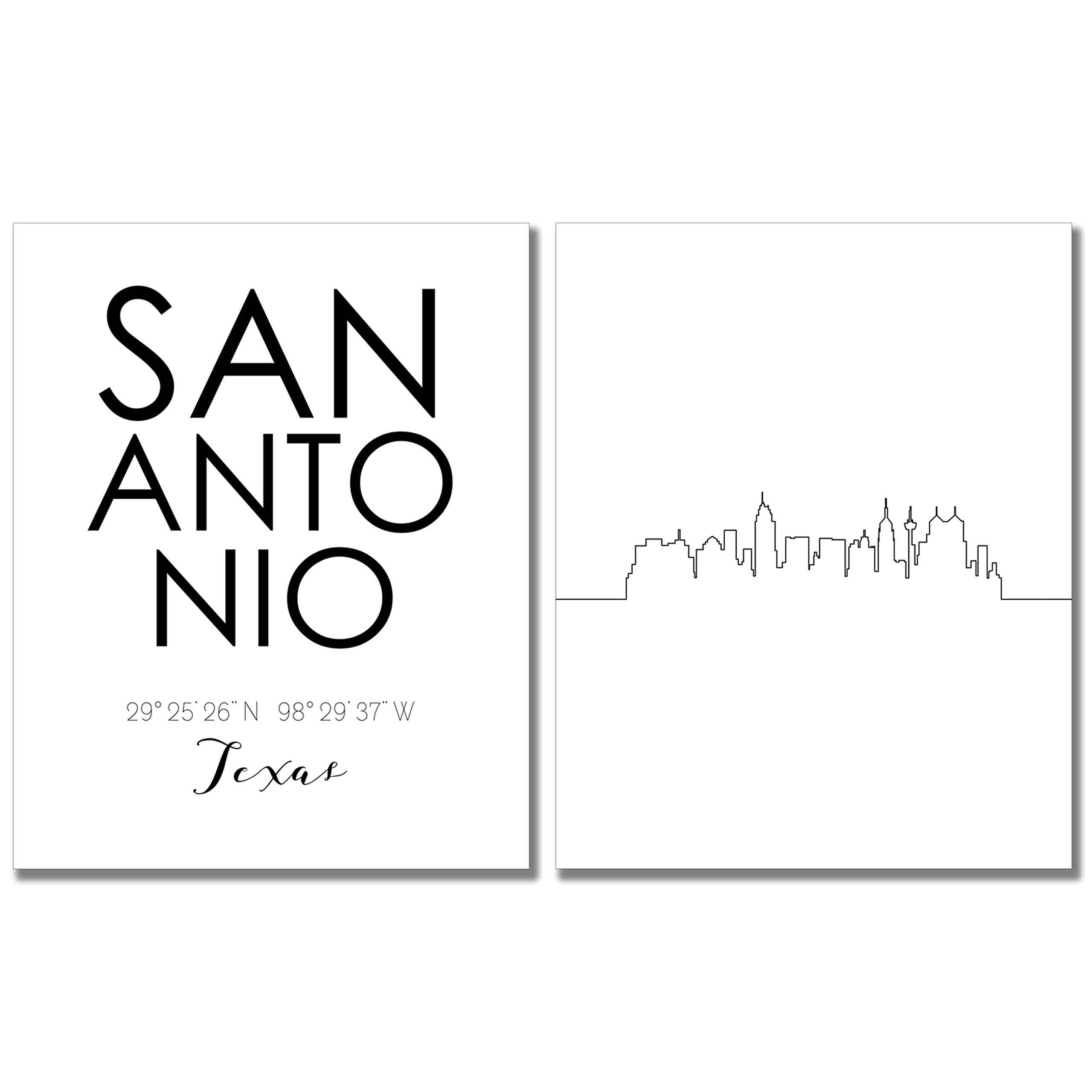TnT PrintsSan Antonio Skyline Poster, San Antonio Skyline Prints, San Antonio City Wall Art, San Antonio Skyline Wall Art, San Antonio Wall Art - Set of 2 (8x10) - Unframed