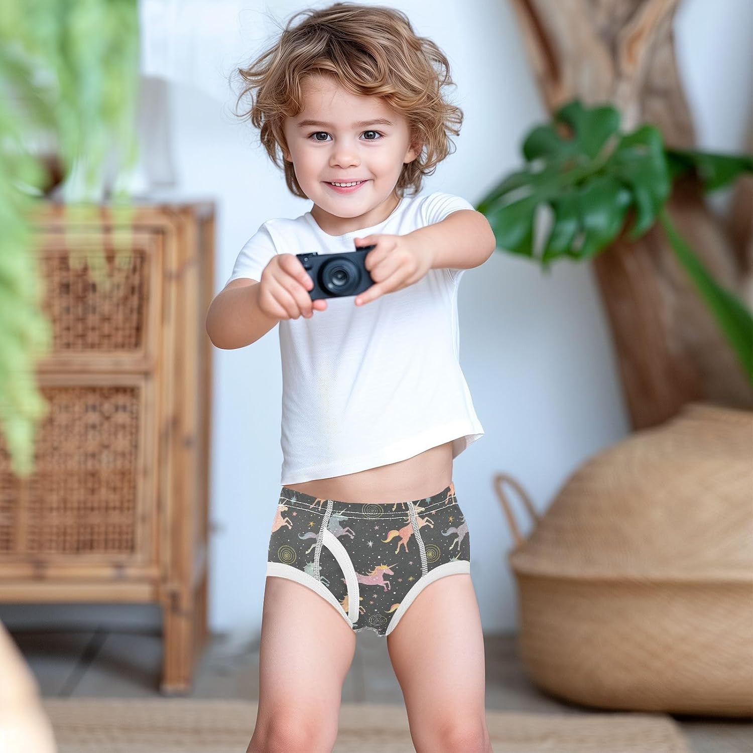 visesunny Gray Star Unicorn Potty Training Underwear Boys Toddler Cotton Soft Brief Size 2T-8Y for Kids
