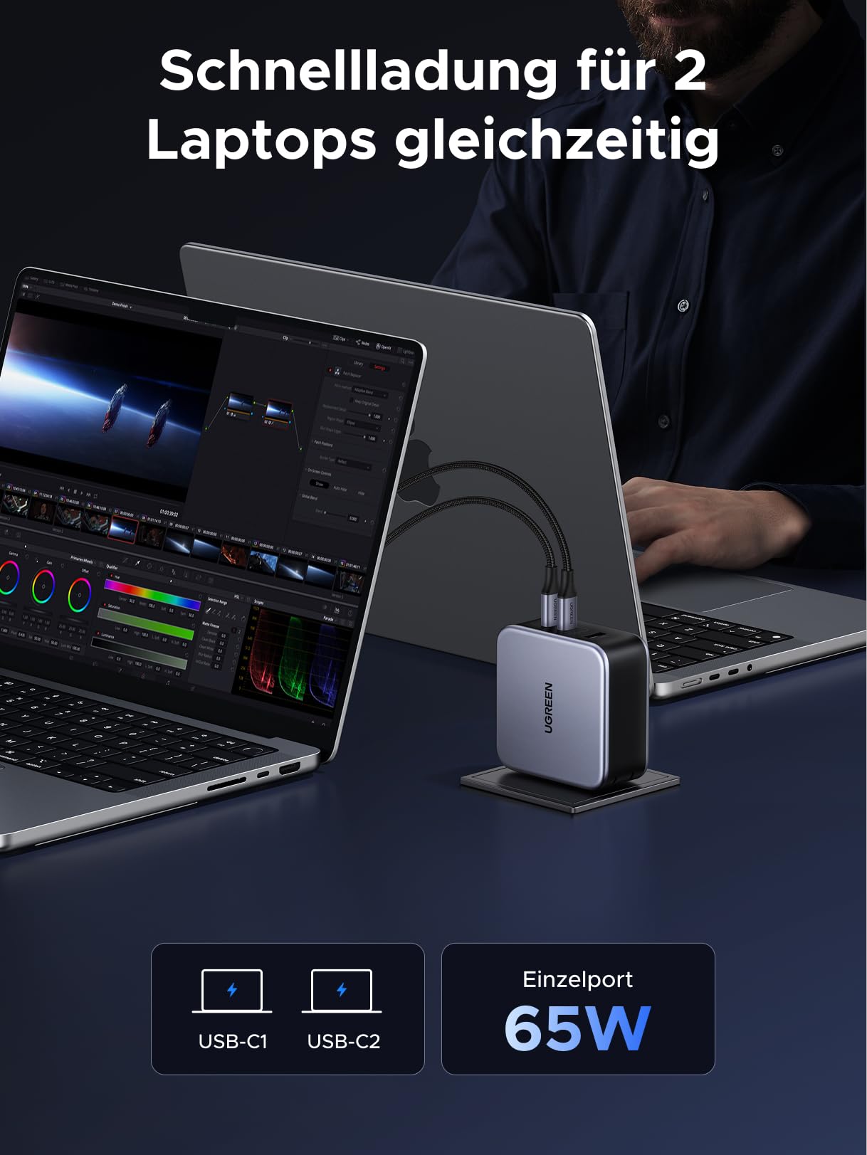 UGREEN Nexode 140W USB C Ladegerät PD 3.1 USB C Netzteil GaN 3-Port Power Adapter kompatibel mit MacBook Pro 16" 2021, Dell XPS, iPhone 14 Pro Max/Pro/14, Galaxy S23 Ultra/S23+/S23/S22 Ultra usw