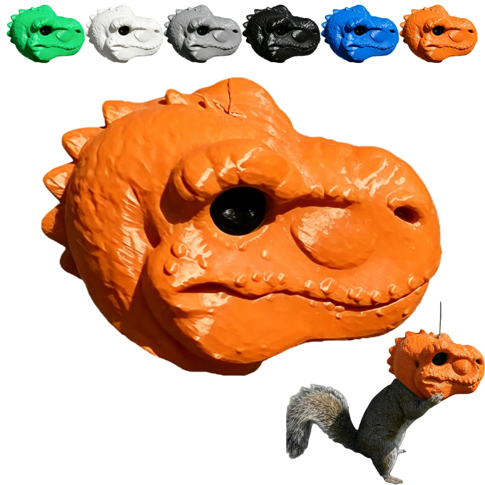Dinosaur Head Squirrel Feeder, Funny Dino Head Squirrel Feeder