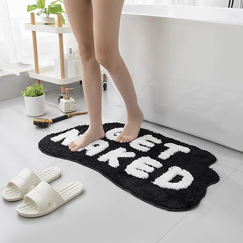 Miniatura 2 de Tapete de baño rosa con texto en inglés Get Naked, tapete de baño suave y antideslizante, divertido tapete para baño, apartamento, decoración