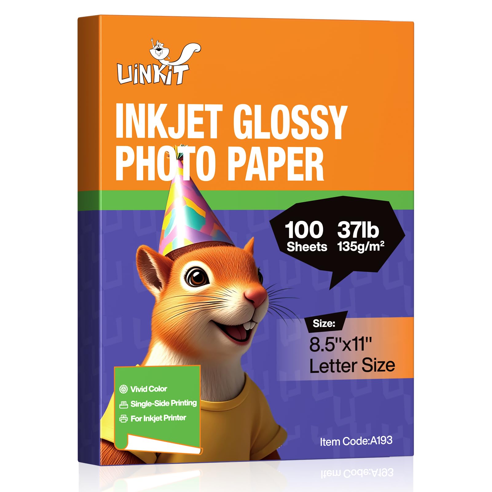 Uinkit Inkjet Thin Glossy Photo Paper 8.5x11 Inches for DIY Chip Bag 100sheets 37lb Printer Paper Brochure Flyer Paper Compatible with Inkjet Printers Letter Size 135gsm