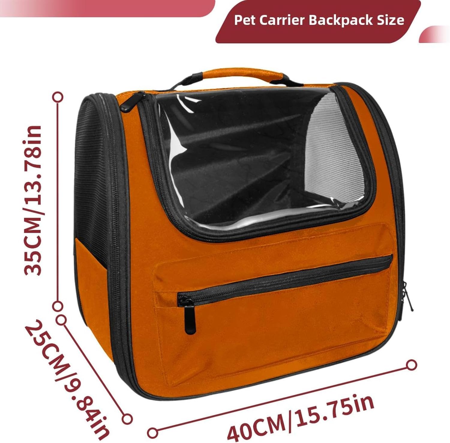 Pure Dark Orange Color Pattern Pet Carrier Airline Approved Soft Sided Portable Cozy Travel Pet Bag, Car Seat Safe Carrier for Cats and Dogs