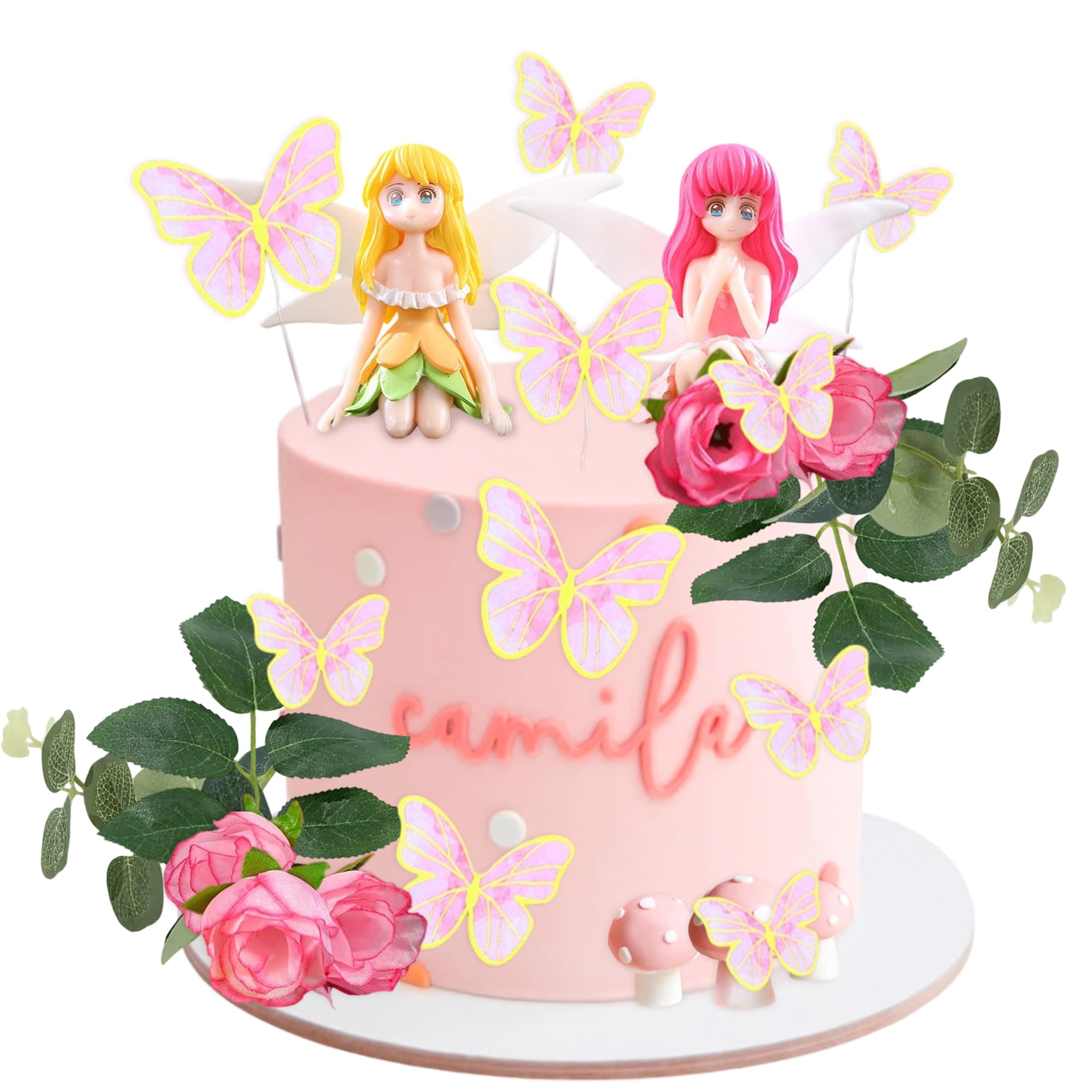 LaVenty Fairy Cake Decoration Mushroom Cake Decorations Fairy Cake Topper Garden Fairy Cake Decoration Fairy Party Supplies Fairy Party Favors