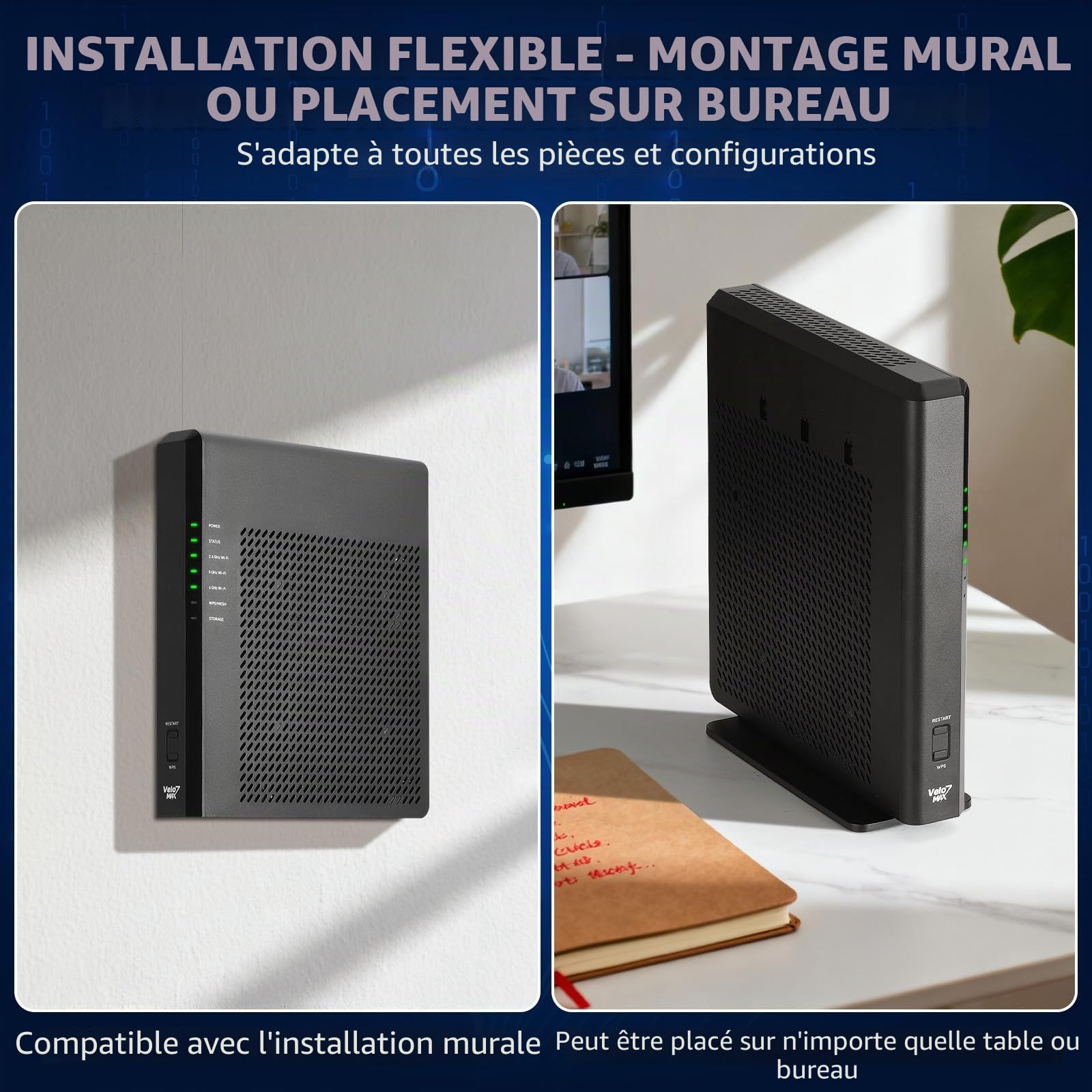 LTC Routeur WiFi 7 ​​Velo7 Max BE19000, MIMO 4×4, 12 Flux, 320 MHz jusqu'à 19 Gbit/s, 2 Ports 10 GHz et 4 Ports 1 GHz, Modulation 4096-QAM, 10 antennes, sécurité de Niveau Entreprise