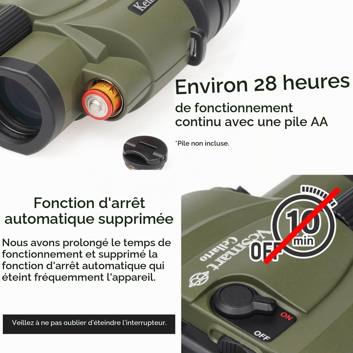 Kenko Jumelles à stabilisation d'image Vc Smart 10x30 Cellarto WP, Prisme en Toit, étanches IPX7, Utilisation Continue 28 Heures, pour l'extérieur, l'observation des Oiseaux et des étoiles, 097922