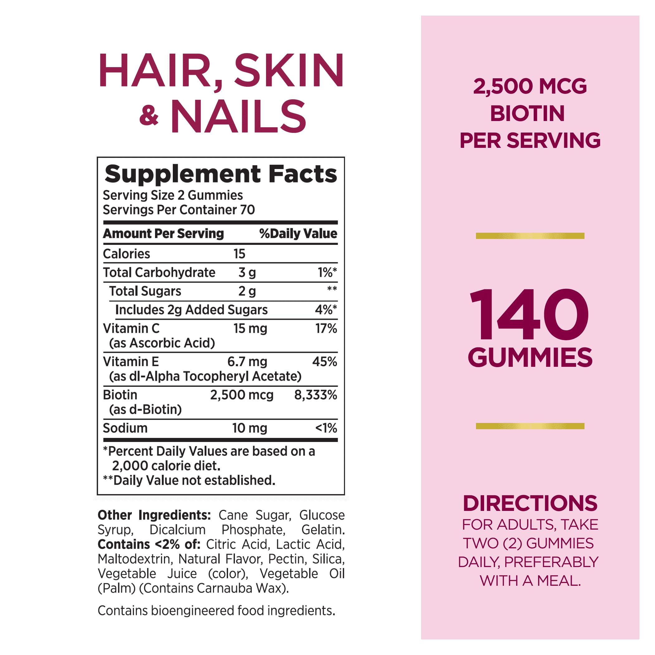 Nature's Bounty Optimal Solutions Advanced Hair, Skin, Nails 140 Gummy