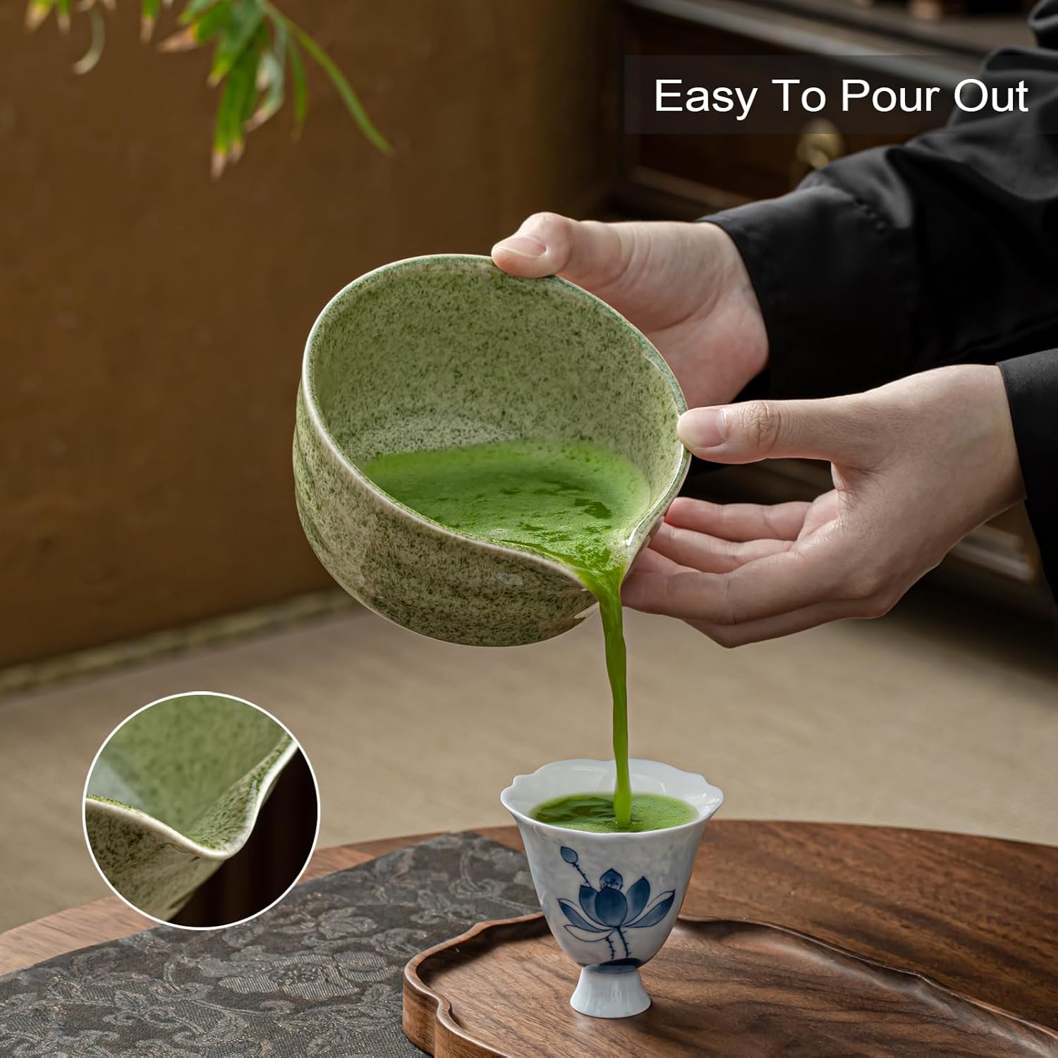 Matcha Set, Matcha Whisk Set Includes Matcha Bowl with Spout, Bamboo Whisk, Matcha Whisk Holder, Sifter, Scoop, Spoon Holder, Tea Towel- 7pcs Perfect Matcha Kit for Matcha Tea Ceremony - Image 4