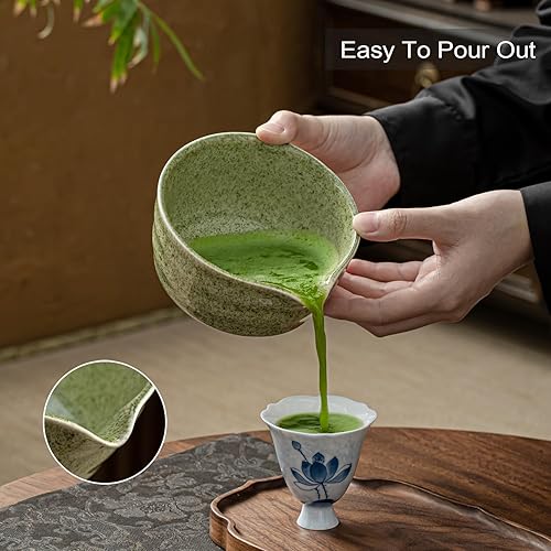 Miniatura 6 de Juego de matcha, juego de batidor de matcha incluye cuenco de matcha con boquilla, batidor de bambú, soporte para batidor de matcha, tamiz, cuchara,