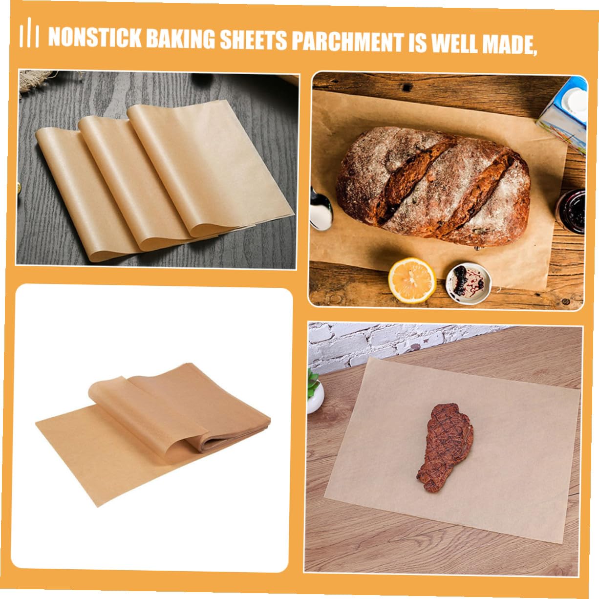 100 piezas Papel Horno Pergamino Antiadherente Resistente Alta Temperatura para Hornear Galletas Pizza y Cocinar Multiusos