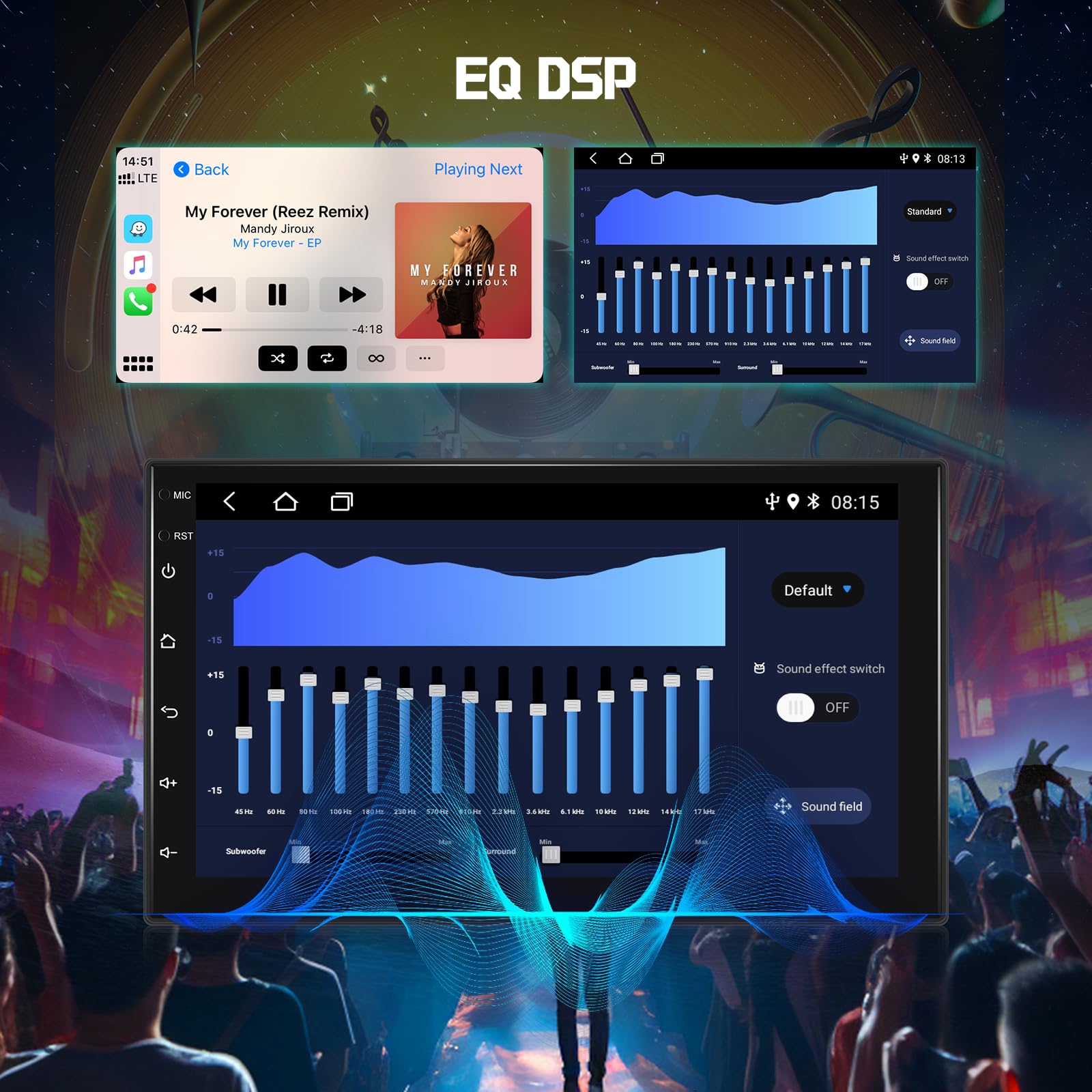 NHOPEEW Radio para Coche Android con WiFi GPS -Radio para Coche de 7 Pulgadas Compatible con Mirror Link, Ecualizador, DSP, Pantalla Dividida, Controles en el Volante y cámara de Marcha atrás