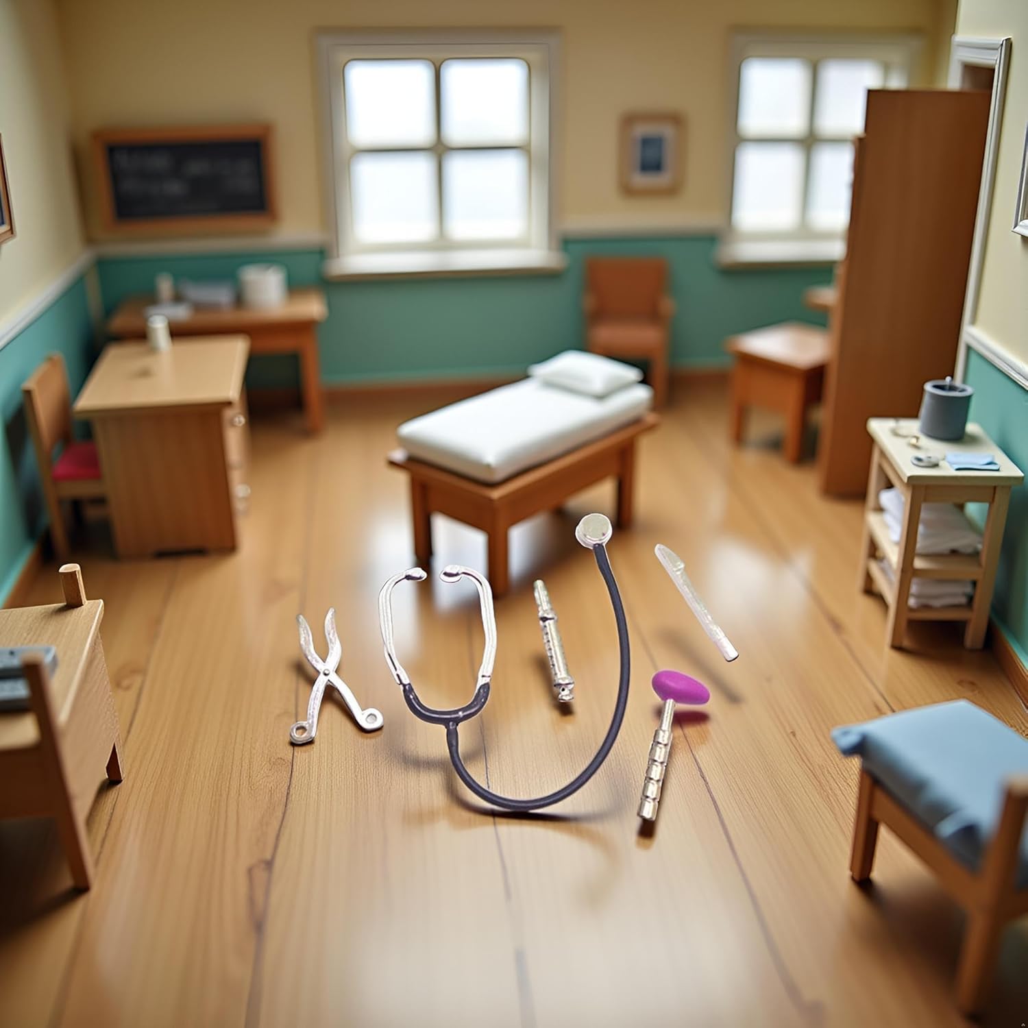 5Pcs Dollhouse Mini Stethoscope Care Tools Dollhouse Dolls Miniature Garden Kit, Hospital Accessories Set for House Decoration Doll Miniature Dollhouse for 1:12 Doll House Accessories - Image 2
