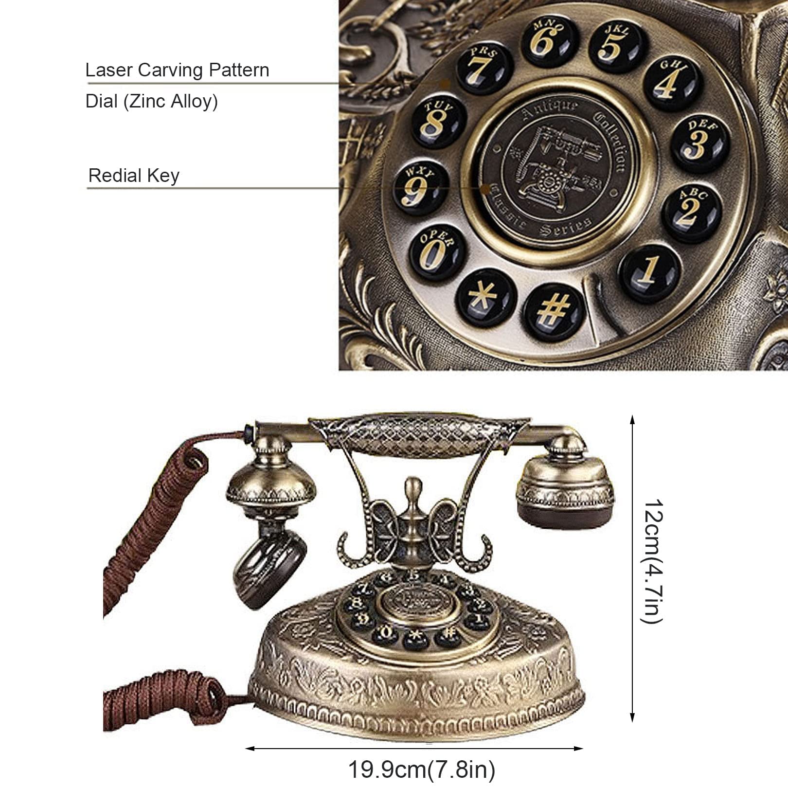 Telefon przewodowy, styl europejski, zabytkowy, stary telefon do sprzętu stacjonarnego w biurze domowym, stacjonarny stylu retro ，Telefon w stylu vintage
