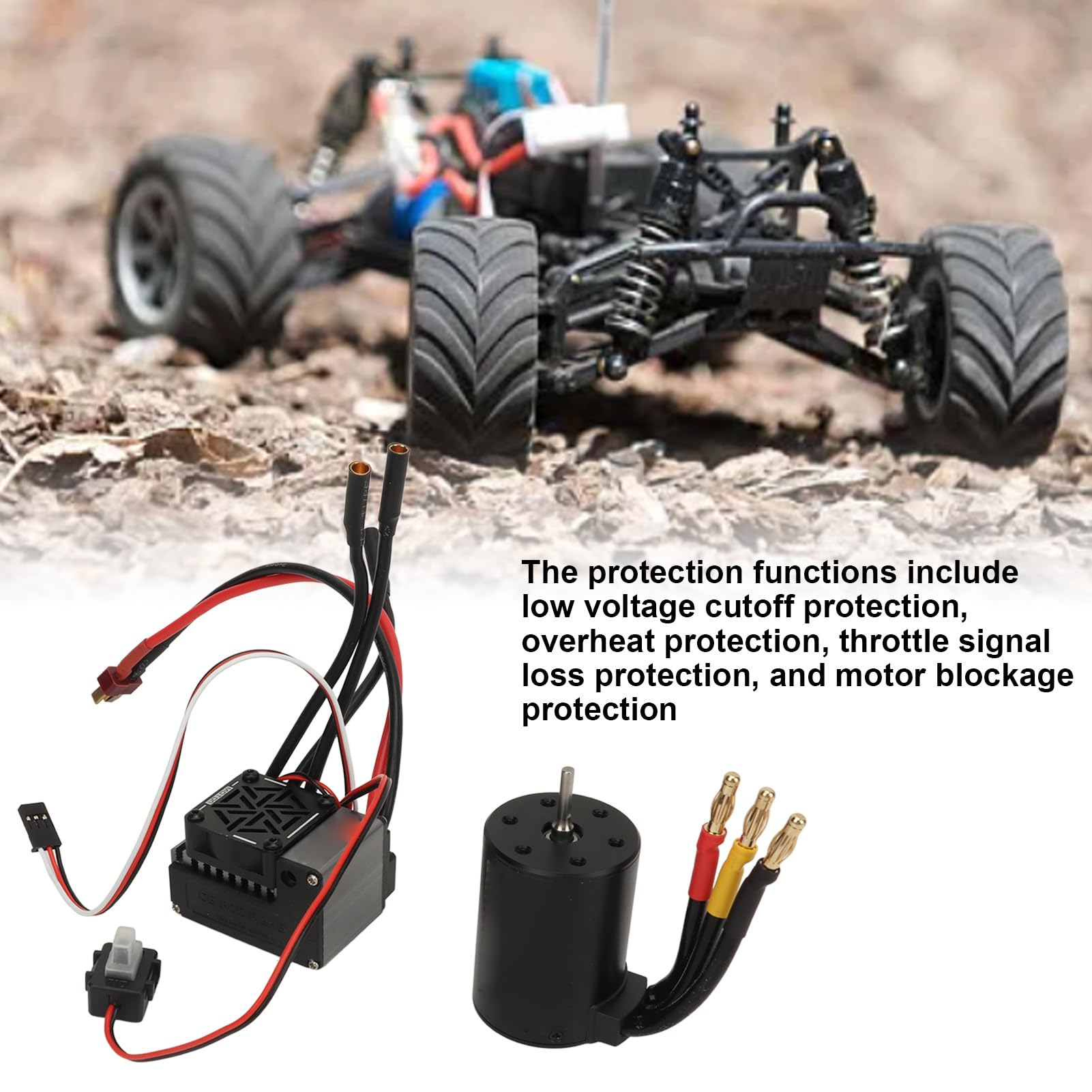3650-Brushless-Motor, 60A-ESC-Combo-Set für RC-Car-Motor-Upgrade, 1/10-RC-Fahrzeug-Speed-Enhancement, Rennfahrzeug-Drift-Cross-Country-Performance-Boost