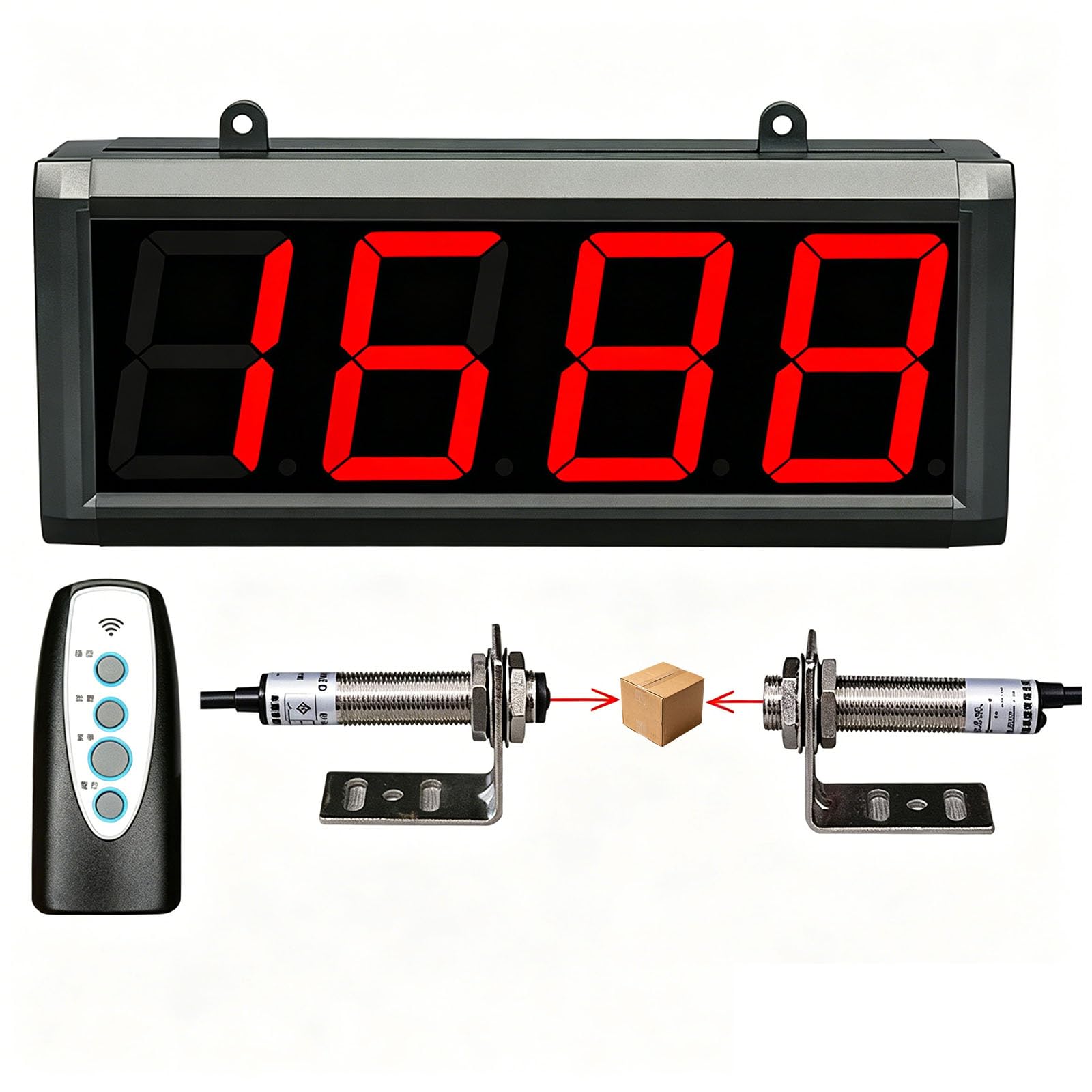 Enpvneer Large Digital Counter, Digital LED Counter Count Up To 9999, Sensor Distance 0-65.6FT, Power-Off Memory Function, For Conveyor Belts Automatic Counting