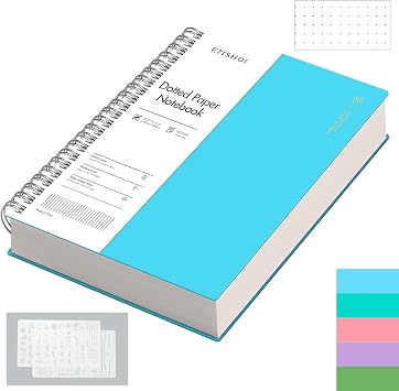 EMSHOI Dotted Spiral Journal Notebook, 300 Pages, A4 Size 8.2" x 11.2"