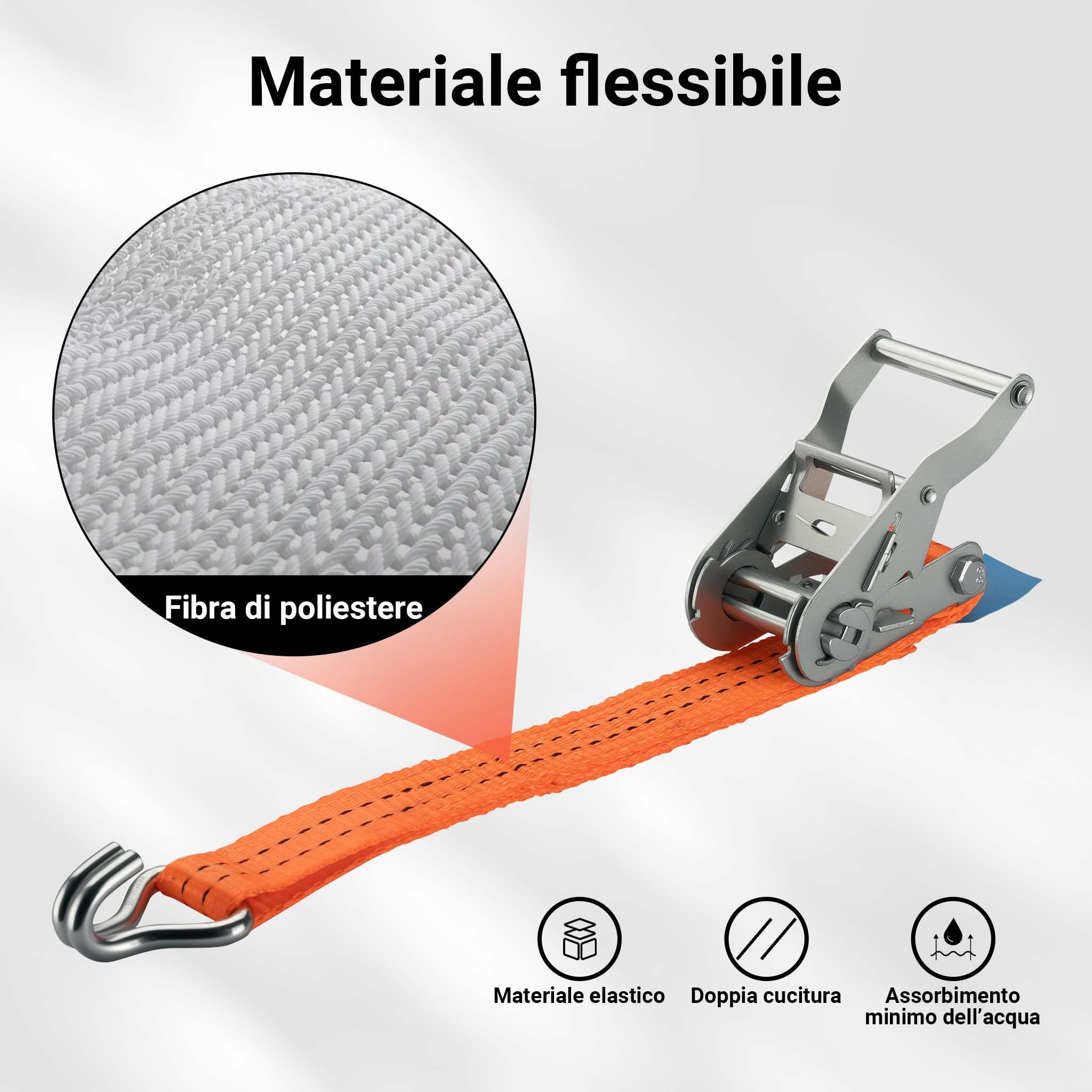 XPOtool Cinghia di ancoraggio a cricchetto Set 4 cinghie di fissaggio 6 m 3000 daN
