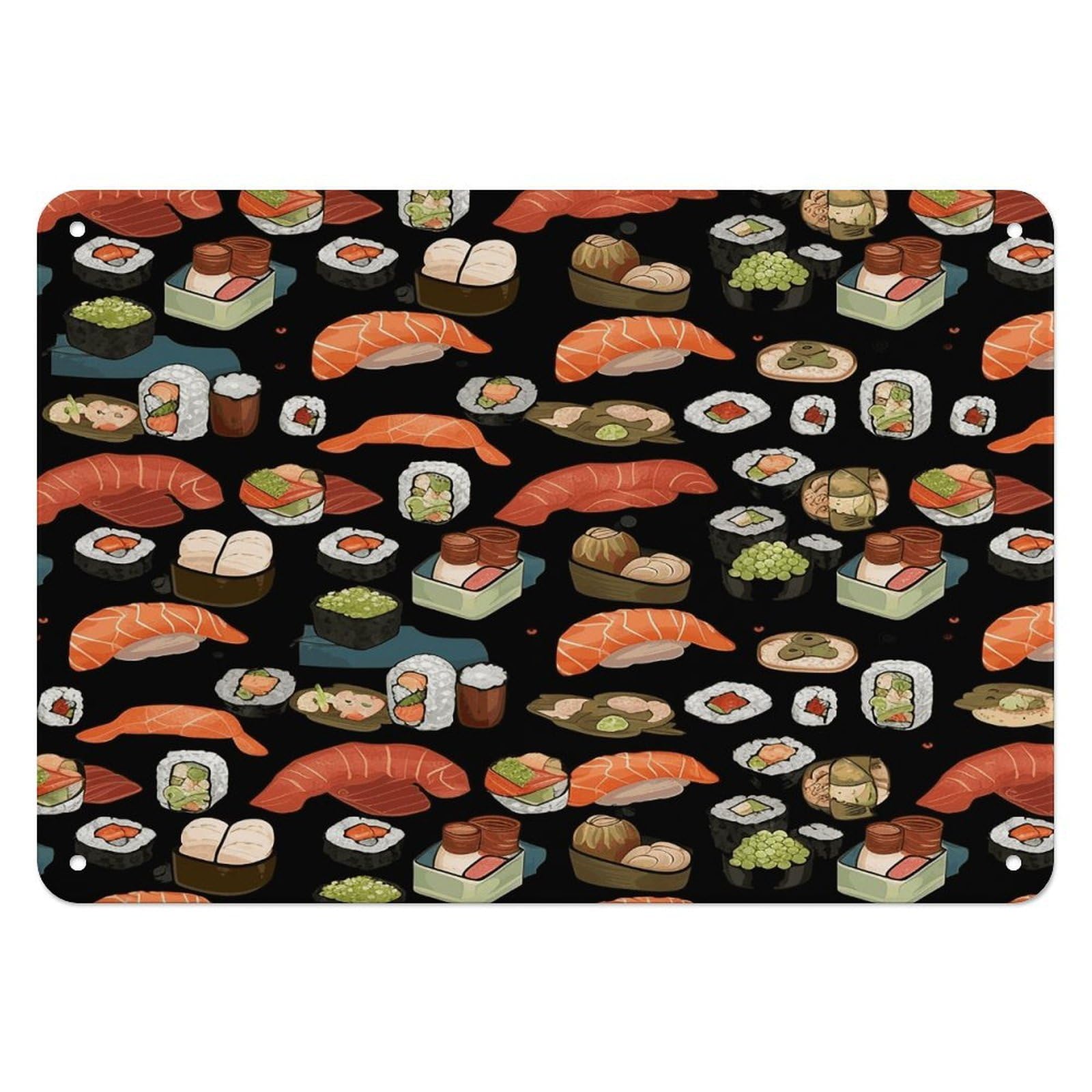 Fekiloot Style Japanese Sushi Black Wall Decor Iron Painting Metal Sign