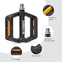 Vista 3 de Pedales de bicicleta de montaña con reflectores, pedales de carretera/MTB, pedales de plataforma de fibra de nailon ligero de 9/16 pulgadas para BMX