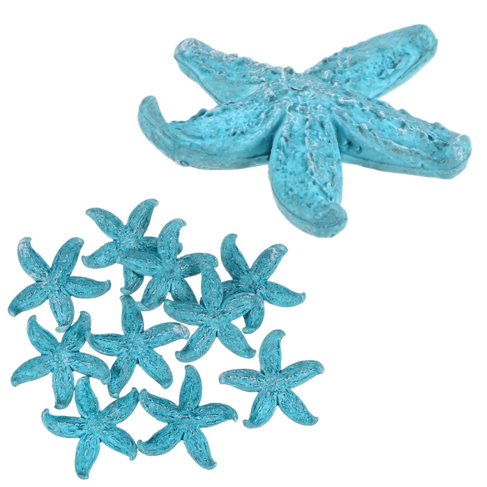 M METERXITY 10-Pack Starfish Decor, 1.65" PVC Artificial Mini Sea Star Decoration for Fish Tank/Aquarium Decoration/Beach/DIY Crafts/Nautical Theme Party [Blue]